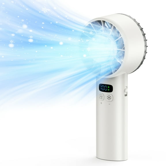 JLLOM Portable Handheld Fan, 5200mAh 100 Speed Wind USB Rechargeable Refrigeration Mini Fan (White)