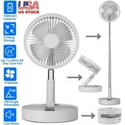 JLLOM Portable Stand Fan Folding Pedestal USB Rechargeable Telescopic Table Floor Fan
