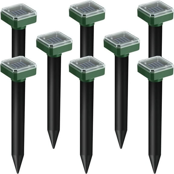 JLLOM Solar Mice Repellent 8 Pcs Ultrasonic Vole Groundhog Repellent Outdoor Waterproof Sonic Repellent Spikes Drive Away Burrowing Animals from Lawns and Yard