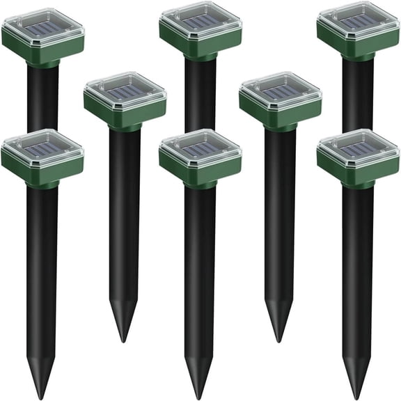 JLLOM Solar Mice Repellent 8 Pcs Ultrasonic Vole Groundhog Repellent Outdoor Waterproof Sonic Repellent Spikes Drive Away Burrowing Animals from Lawns and Yard