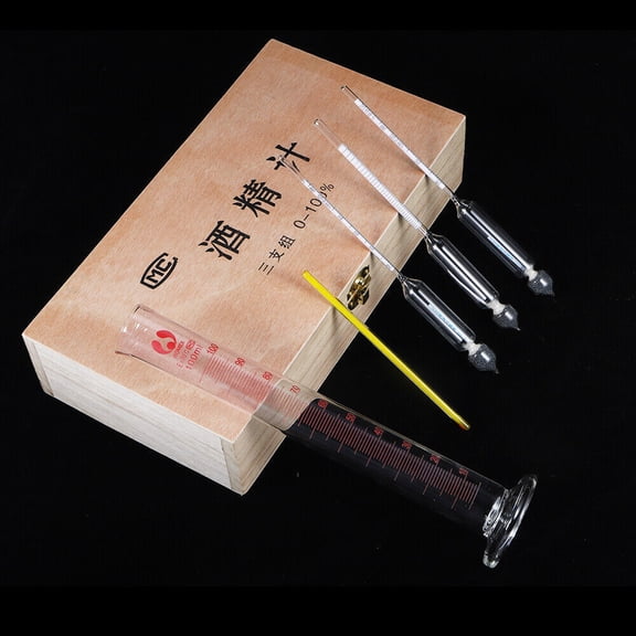 JLLOM3 x Proof Tralle Spirit Distill Alcohol Scale 100% Hydrometer w/ Thermometer&Jar