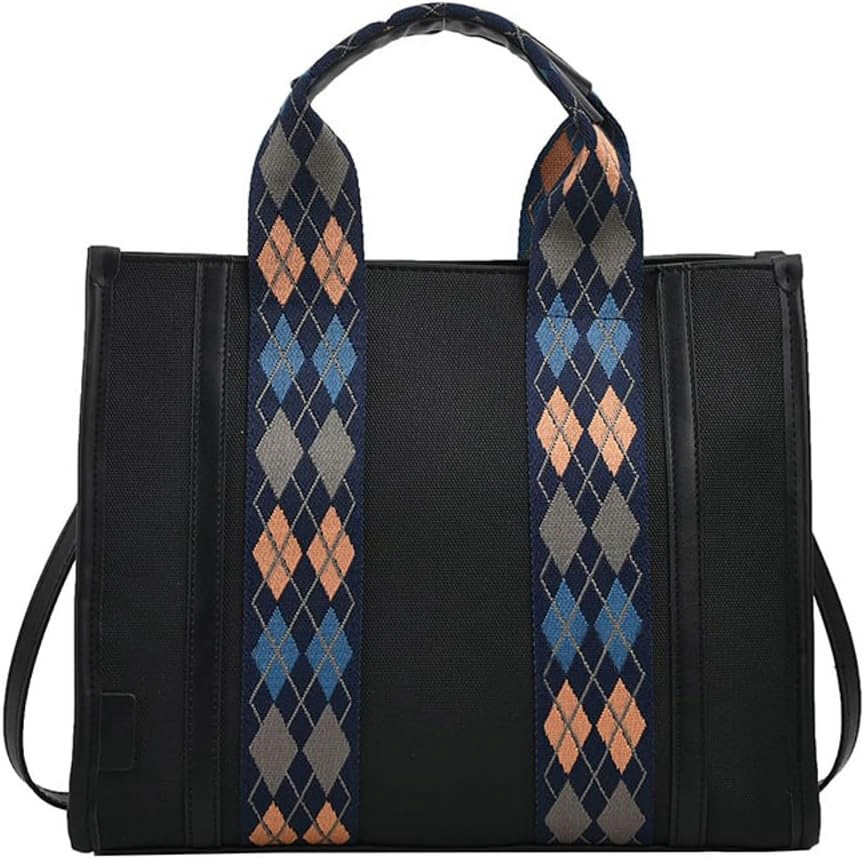 Women’s Fashion PU Leather Tote Bag – Patchwork Stitching, Adjustable Strap, Shoulder/Satchel/Crossbody, Multiple Compartments