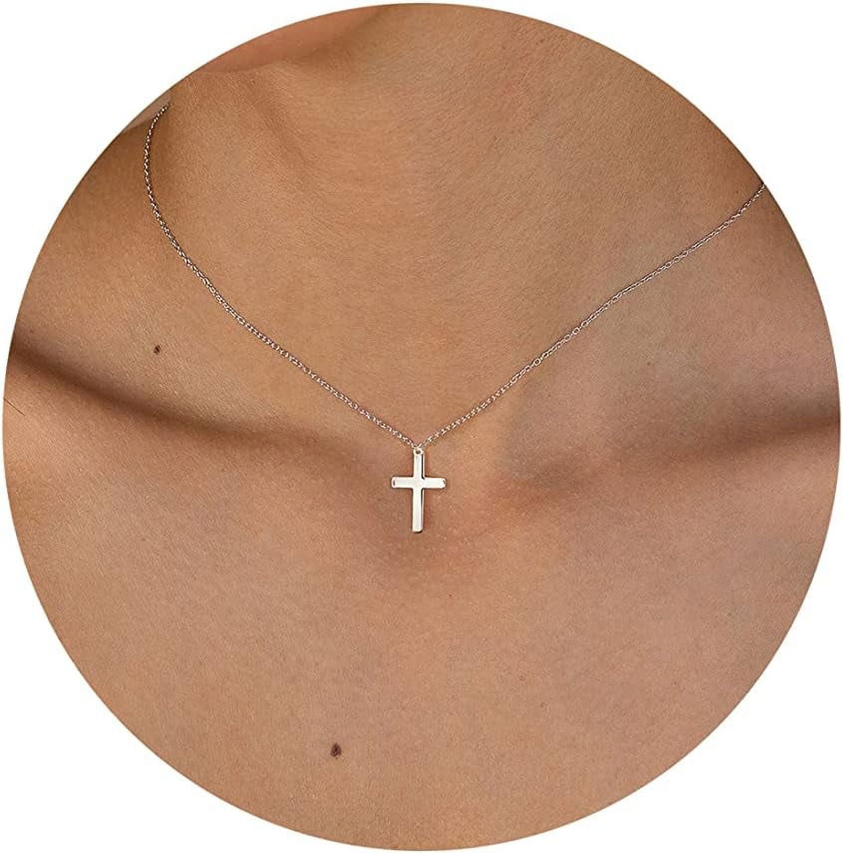Solid Gold Simple Gold Cross Necklace Womens Gold Necklace For
