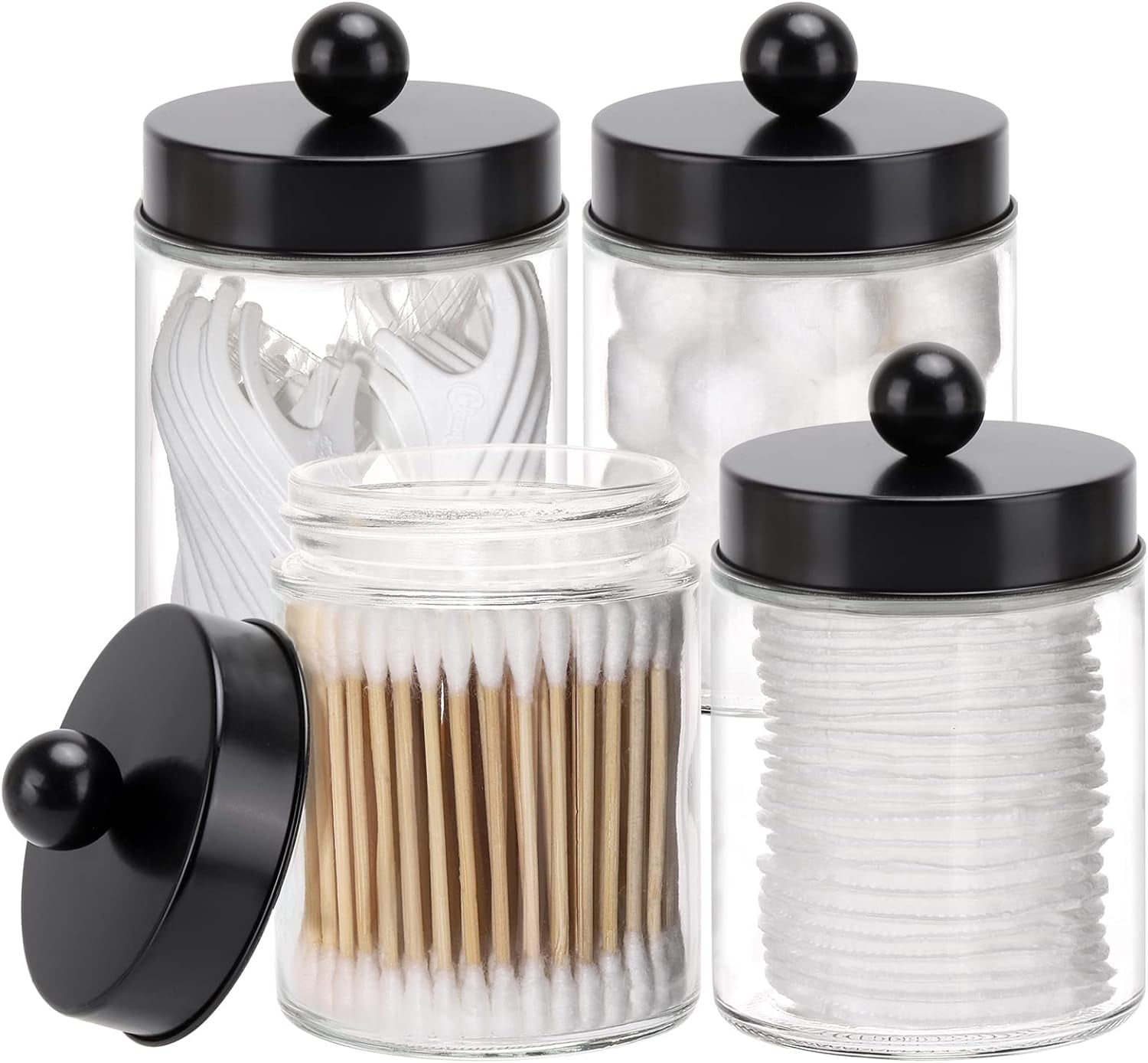 JLMMEN Glass Holder Dispenser, 10-Ounce Bathroom Containers Apothecary ...