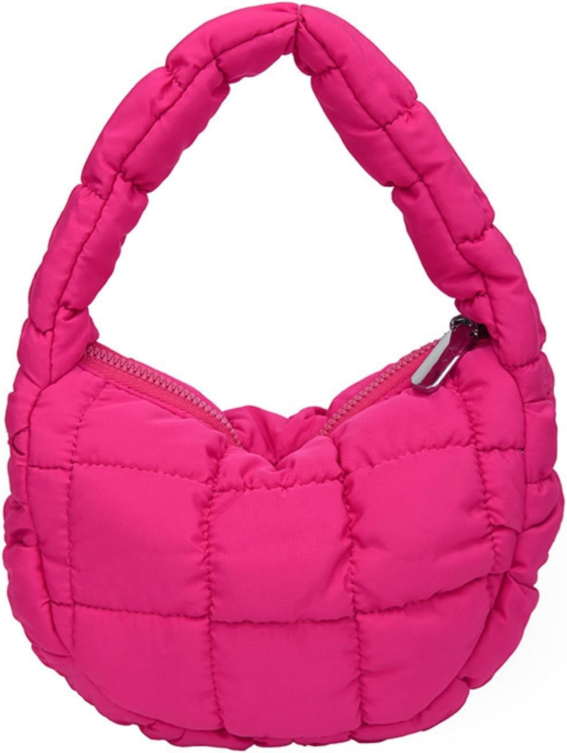 Quilted Puffer Mini Handbag - Coquette Bubble Wristlet With Bow, Soft Top Handle Purse For Fall