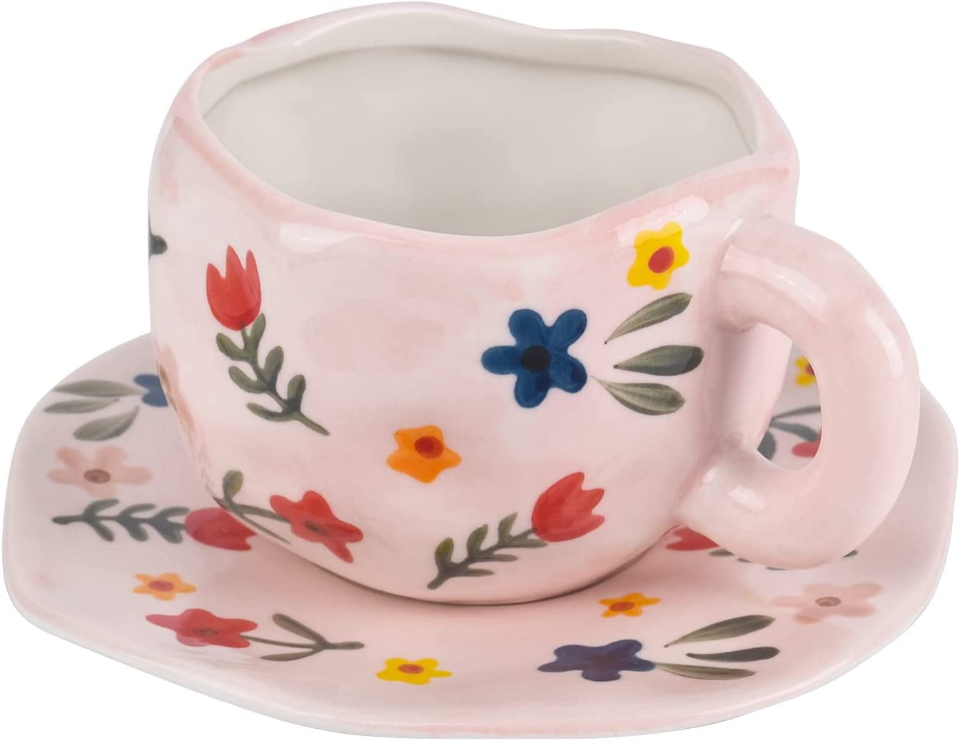 NOLITOY Ceramic Coffee Mug, Tulip Shape Coffee Cup, Cute Pink Cup for Women  with Saucer, 10 oz/300 m…See more NOLITOY Ceramic Coffee Mug, Tulip Shape