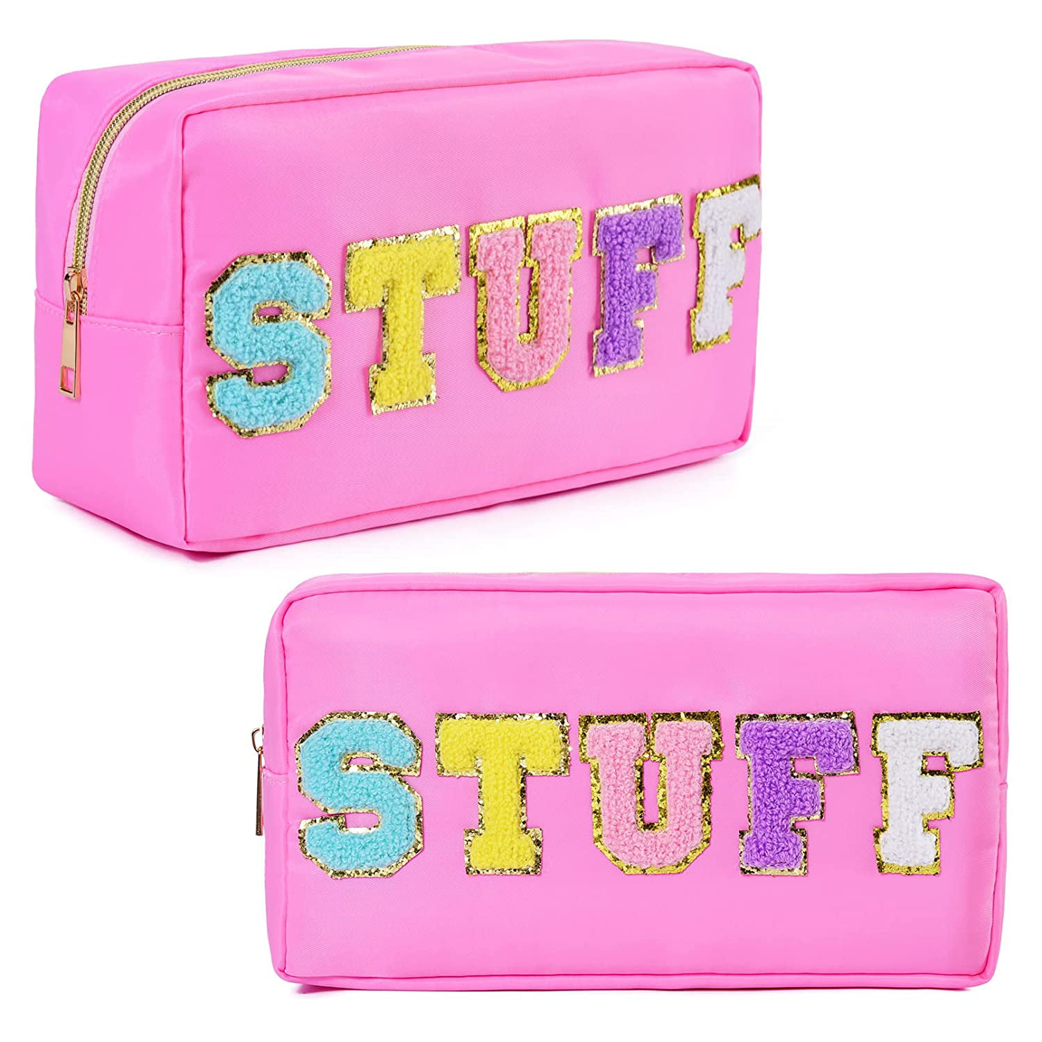 2 Pack Preppy Patch Makeup Bag Cosmetic Travel Toiletry Bag For Women Teen  Girls Preppy Stuff Cute Pink Makeup Pouch Organizer Bag, Gifts For Women Gi