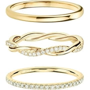 JLMMEN Stackable Gold Rings for Women Non Tarnish, Dainty Real Gold Diamond Rings Set Thumb Fashion Thin Cubic Zirconia Ring Simple Unique Statement Rings Gold Jewlery Women 5/6/7/8/9/10