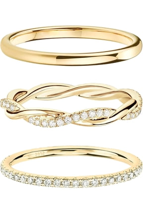 Stackable Gold Rings for Women Non Tarnish, Real Gold Diamond Rings Set Thumb Fashion Thin Cubic Zirconia Ring Simple Unique Statement Rings Gold Jewlery Women 5/6/7/8/9/10