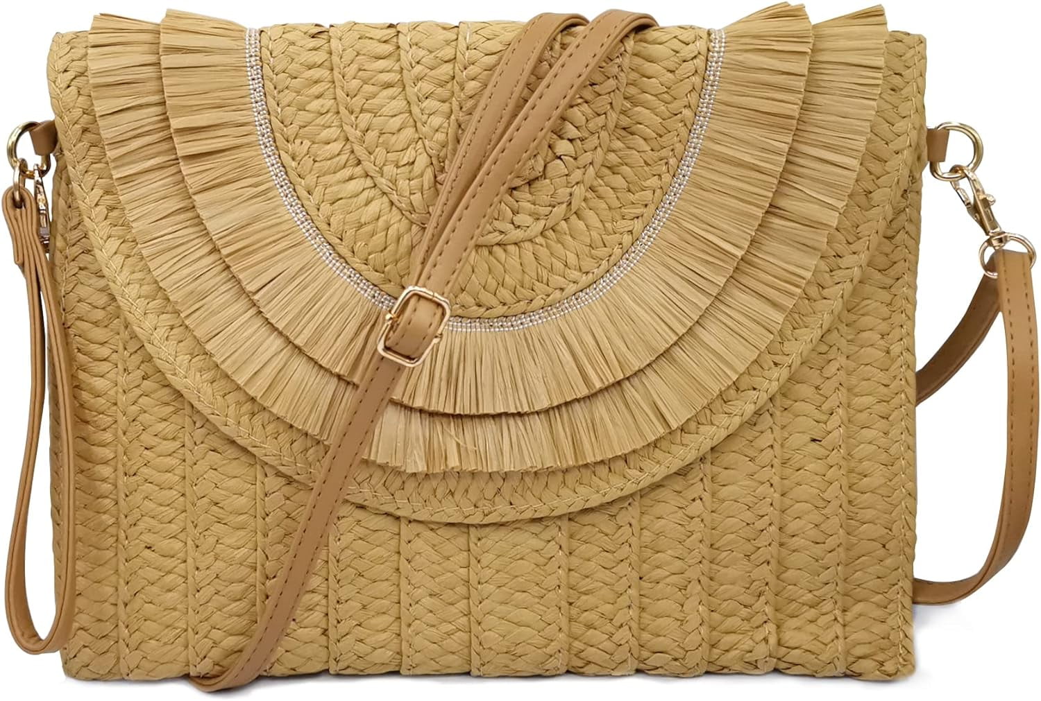 Herald Straw Woven Crossbody Bag | Pleated Dumpling Shape | Summer Beach Purse For Women - View #5