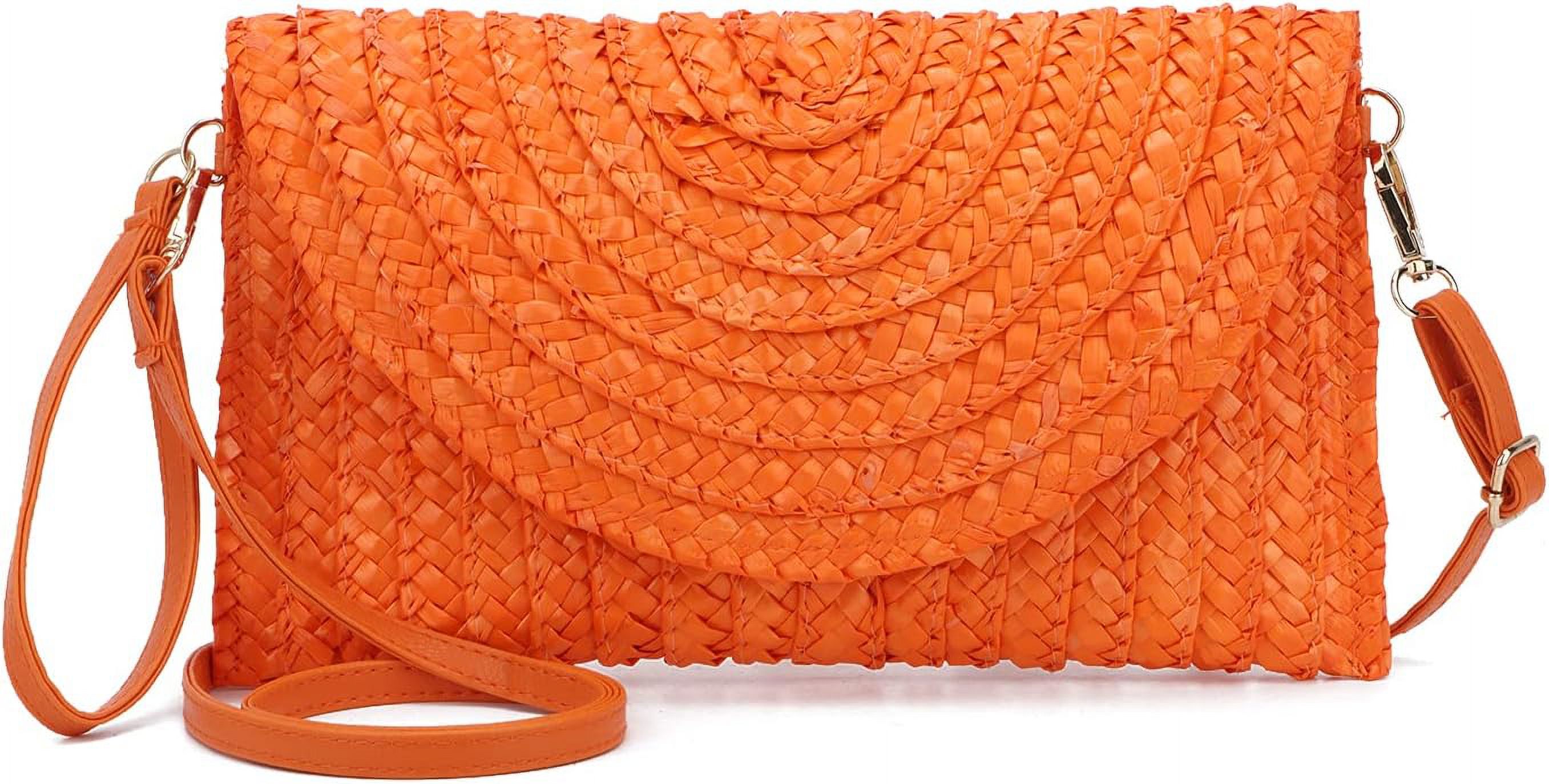 OSDUE Straw Clutch Purse For Women - Woven Crossbody Beach Bag With Chain