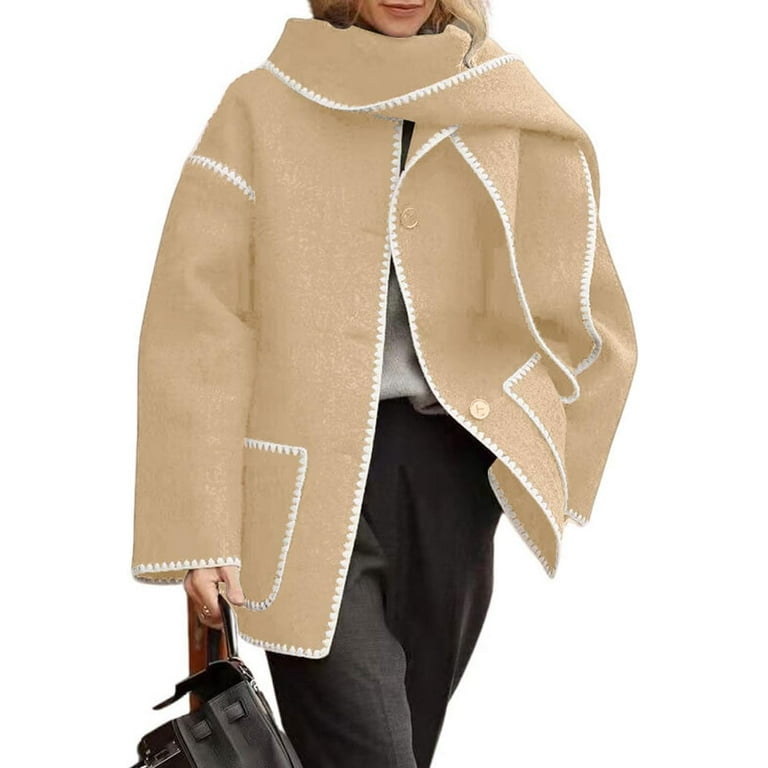 Collarless wool coat womens discount