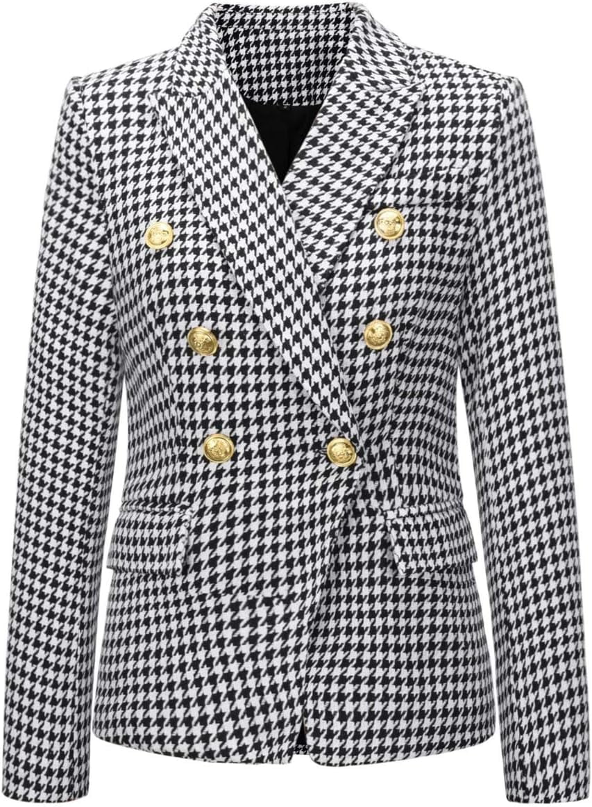 JLMMEN Women's Vintage Double Breasted Slim Fit Dress Suit Blazer ...