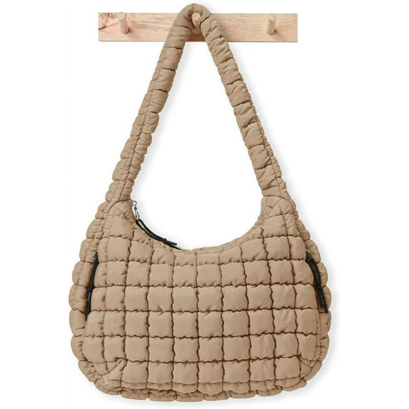 JLMMEN Womens' Lightweight Quilted Carryall GYM Tote Bag Puffer Crossbody Bag Soft Puffy Boho Handbags Big Capacity Purse