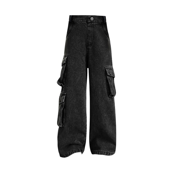 JLMSPLW Girs Denim Cargo Jeans Kids Patchwork Harem Pants Girl Boyfriend Aesthetic Parachute Jean Girl's Cool Y2k Retro Denim Jean Toddler Girl Clothes