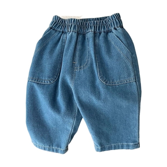 JLMSPLWG Baggy Jeans for Kids Straight Leg Pants Infant Elastic Waisted Cute Casual Pants Toddlers Loose Fit Comfortable Denim Pants Baby Boys Clothes