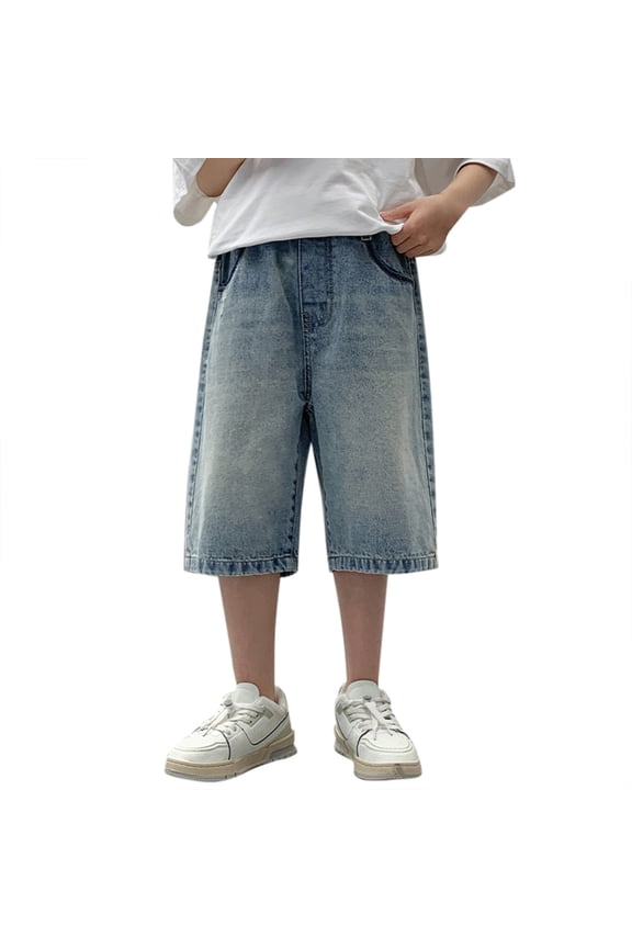 Baggy Shorts for Boys Denim Summer Short Jeans Teen Boy Y2k Trendy Casual Short Tween Boy Vintage Loose Fit Shortalls with Pockets Kids Clothes