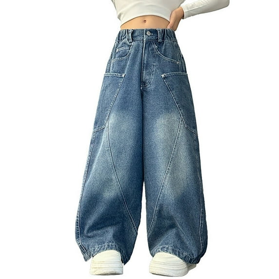 JLMSPLWG Boot Cut Jeans Boys Jeans Size 7 Ripped Jeans for Teens Sweat Pants for Girls 10-12 Boys Sweatpants Wide Leg Return Gifts for Birthday Party, Blue 9-10 Years