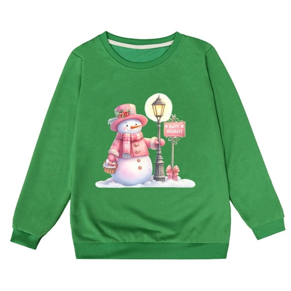 JLMSPLWG Christmas Cat Sweatshirt Christmas Family Sweatshirts Blue Christmas Shirt Girls Cropped Sweatshirt Crop Top Sweatshirt Childrens Clothes, Green 4-5 Years