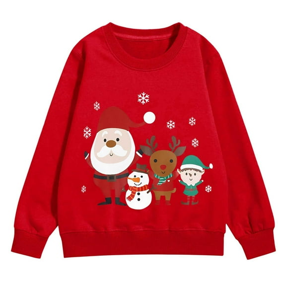 JLMSPLWG Christmas Long Sleeve Shirts Christmas Plaid Shirt Girls Christmas Shirts Boys White Tshirt Sweatshirt Kids 8 Year Old Girl Clothes Boys, Red 13-14 Years