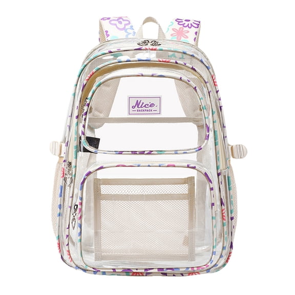 JLMSPLWG Clear Backpacks for Youth Unisex Heavy Duty PVC Transparent Back Pack Multi Colors Fashion Bookbags for High School Students