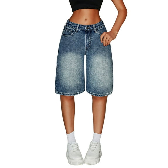 JLMSPLWG Cute Baggy Shorts for Girls Denim Summer Short Jeans Teen Girl Y2k Trendy Casual Short Tween Girl Vintage Loose Fashion Shortalls with Pockets Girl Clothes