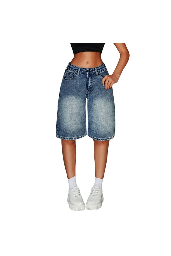 Cute Baggy Shorts for Girls Denim Summer Short Jeans Teen Girl Y2k Trendy Casual Short Tween Girl Vintage Loose Fashion Shortalls with Pockets Girl Clothes
