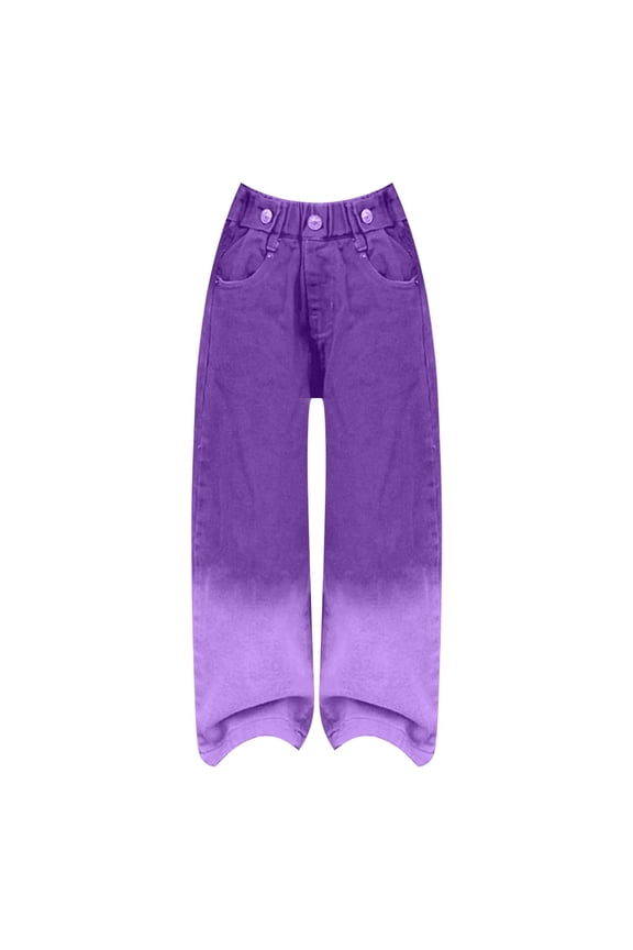 Girls Baggy Jeans Size 10-12 Straight Jeans High Waisted Straight Leg Jeans Denim Sweatpants Plus Size Black Pants Sweatpants Cotton Tween, Purple 13-14 Years
