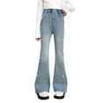thumbnail image 1 of JLMSPLWG Girls Bootcut Jeans Kids Denim Pants with Pockets Gradient Flared Girls' Jean Daily Wear Elastic Waist Preppy Solid Color Casual Jeans Toddler Girl Clothes, 1 of 7
