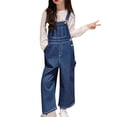 thumbnail image 1 of JLMSPLWG Girls Denim Jumpsuits Distressed Bib Denim Overalls for Kids Blue Long Rompers Teens Stretchy Retro Trendy Jeans Tween Loose Fit Clothes, 1 of 9