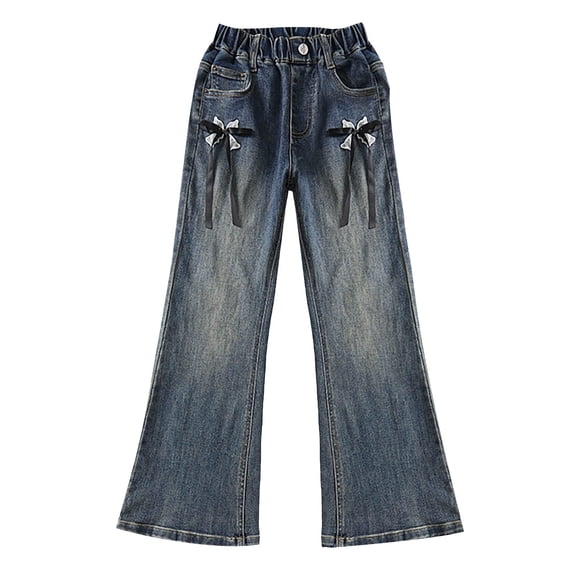 JLMSPLWG Girls Flare Jeans Kids High Waisted Pants Toddler Daily Wear Skinny Fit Black Aesthetic Bell Bottom Jean Streetwear Teen Girl Solid Color Casual Stretchy Summer Denim Jeans Kids Clothes