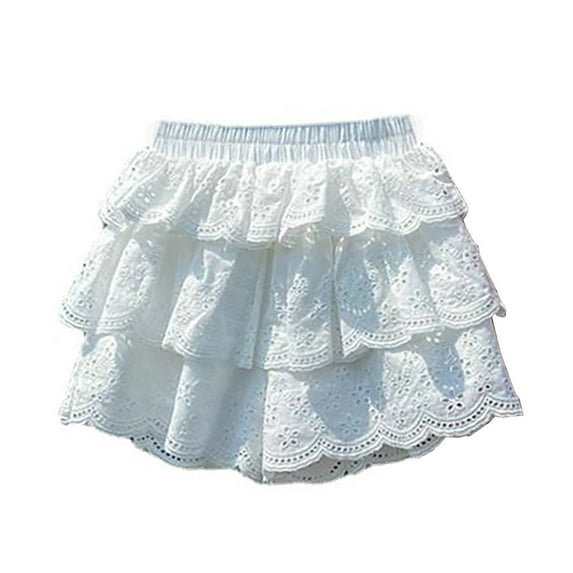 JLMSPLWG Girls Flowy Shorts Girls Shorts Size 10-12 Spandex Shorts for Girls Fluffy Shorts Clothes Warmer Skater Jeans Girls Clothes Size 8, White 7-8 Years