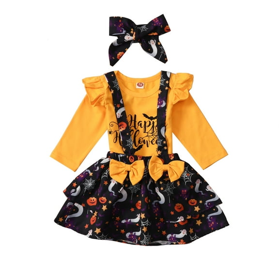 JLMSPLWG Halloween Onesies for Baby Boy Going Home Outfit Newborn Fall Outfit Baby Baby Onesies 3-6 Months Long Sleeve Onesies 6-9 Months Toddler, Yellow 12-18 Months