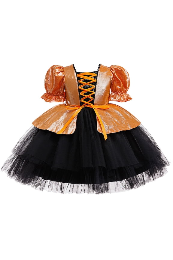 Little Girl Dresses Red Gothic Dress Red Halloween Dress Renaissance Dress Kids 10 Year Old Boy Clothes Baby Clothes 12 Months Gifts, Orange 3-4 Years