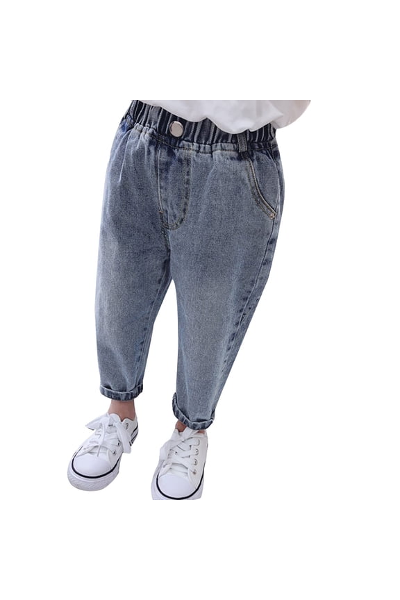 Preppy Jeans&nbsp;for&nbsp;Kids Daily Wear Pants Skinny Fit Y2k Tapered Jean Infant Slim Retro Frayed Pants with Pockets Baby Girls Clothes