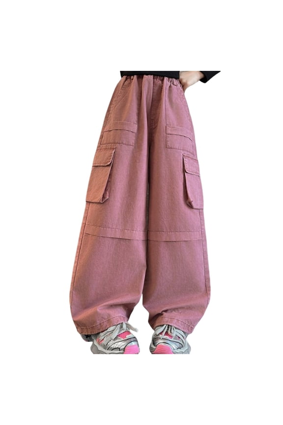 Stretchy Pants Petite Wide Leg Pants Girls Riding Pants Toddler Uniform Pants Newborn Clothes Neutral Clothes Kids Girls 10-12 5/6 Girls, Pink 5-6 Years