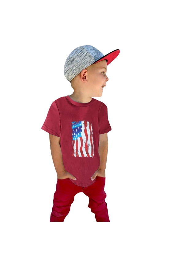 Toddler 4th of July Shirts Baby Boys American Flag T Shirts Infant Boys USA Baseball Jersey Personalized Patriotic Tops for 1-5 Years Kids