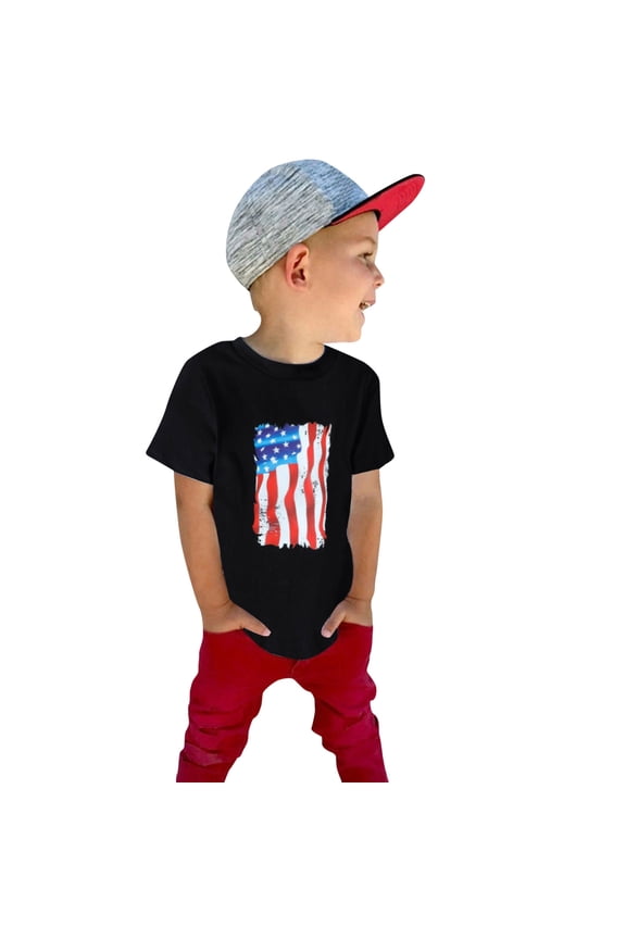 Toddler 4th of July Shirts Baby Boys American Flag T Shirts Infant Boys USA Baseball Jersey Personalized Patriotic Tops for 1-5 Years Kids