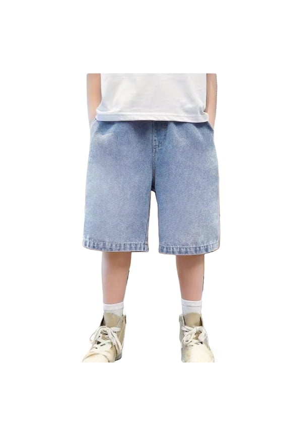 Trendy Denim Shorts for Teens Baggy Short Jeans Kids Gradient Color Vintage Short Jean Boys Straight Light Weight Shortalls Jean with Pockets Toddler Boy Clothes
