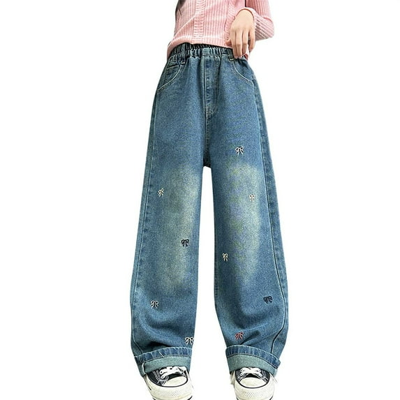 JLMSPLWG Wide Leg Capris for Girls High Waisted Pants Kids Trendy Straight Leg Trouser Teen Girl Preppy Solid Color Pant Teen Girl ClothesSize 10-12