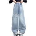 thumbnail image 1 of JLMSPLWG Wide Leg Pants Girls Straight Leg Jeans Girl Aesthetic Cute Personalized Jean Kids Vintage Solid Color Trendy Denim Pants Toddler Girl Clothes, 1 of 9