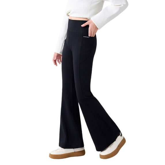 JLMSPLWG Yoga Pants for Teen Girl Flare Leggings Kids Bell Bottom Trendy Activewear Tween Girl Soft Popular Trouser with Pockets Girl's Clothes