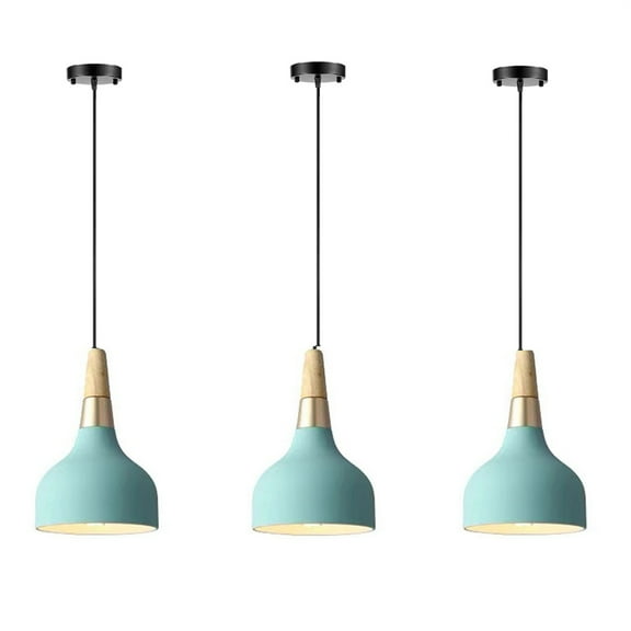 JLOWCO 3 Light Pendant Lighting for Kitchen Island Farmhouse,led Hanging Over Dining Table Ceiling Lights for Kitchen,Above Sink Light Fixture Kitchen Green (LED Bulb Include)