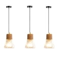 thumbnail image 1 of JLOWCO 3 Light Pendant Lighting Mini Pendant Lights for Kitchen Island Living Room Lighting Glass Ceiling Light Hanging Wooden Light (LED Bulb Include), 1 of 1