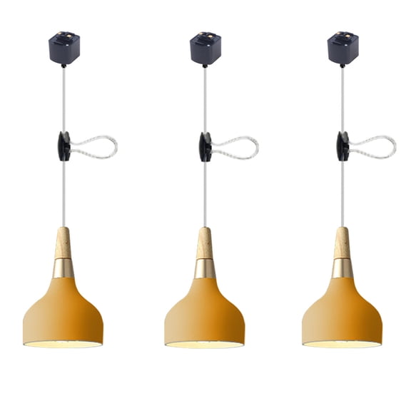 JLOWCO 3 Pack Adjustable Height H Type Track Lighting Pendants Ceiling Lights for Dining Room Bar Lights Hanging Yellow Led Lights Pendant Lights Kitchen Island (LED Bulb Include)