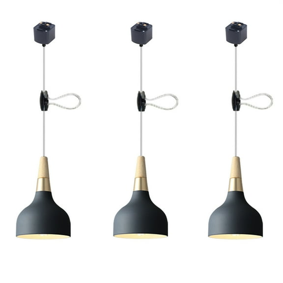 JLOWCO 3 Pack Adjustable Height H Type Track Lighting Pendants Ceiling Lights for Dining Room Black Industrial Ceiling Light Pendant Lights Kitchen Island (LED Bulb Include)