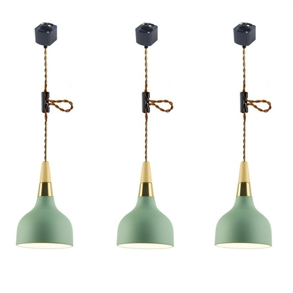 JLOWCO 3 Pack Adjustable Height Pendant Lights Track Light Fixtures Kitchen Island Green Lights Rustic Pendant Light Pendant Lights Kitchen Island (LED Bulb Include)