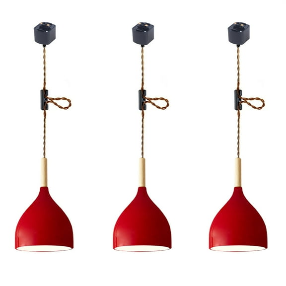 JLOWCO 3 Pack Adjustable Height Pendant Lights Track Light Fixtures Kitchen Island Pendant Lights Kitchen Island Red Pendant Lights Kitchen Island (LED Bulb Include)