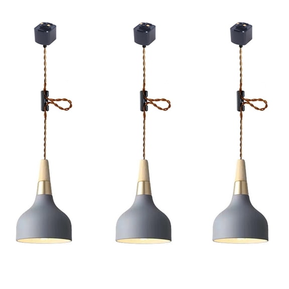 JLOWCO 3 Pack Adjustable Height Pendant Lights Track Light Fixtures Kitchen Island industrial Gray light fixture Pendant Lights Kitchen Island (LED Bulb Include)