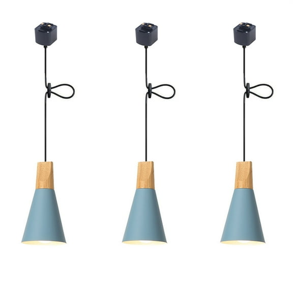 JLOWCO 3 Pack Track Lighting Pendants Adjustable Height Light Fixture Dining Room Over Kitchen Sink Light Blue (LED Bulb Include)